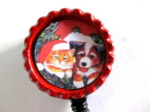 Christmas dog and cat id badge retract reel nurse,,office,hospital veterinarian for sale
