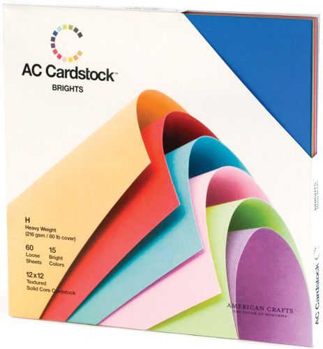 American Crafts Seasonal Cardstock Pack 12-in x 12-in 60/Pkg Brights AC712P12-50