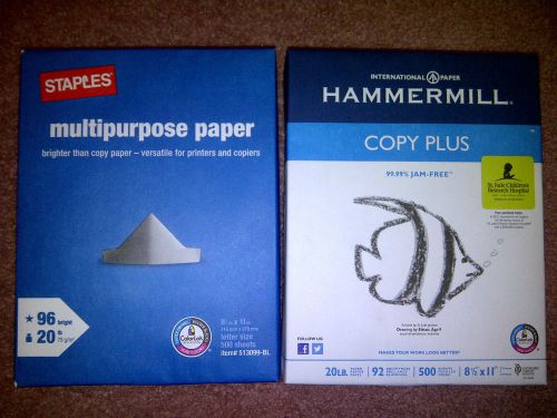 Hammermill Copy Plus 20 lbs White Paper 500 Sheets 92 or Staples or Office Depot