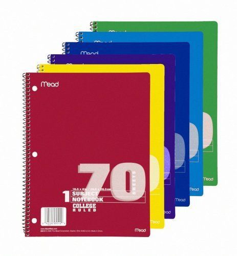 Mead 1-subject Wirebound Ruled Notebook - 70 Sheet - College Ruled - (mea05512)