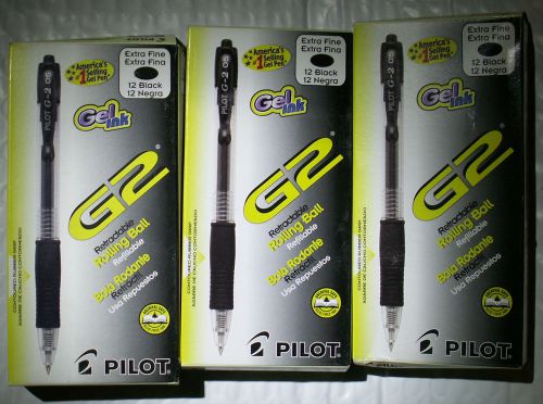 Pilot G2 Retractable Premium Gel Ink Roller Ball Pens EX Fine Point Black Box 12