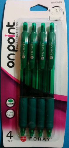 Foray onpoint ballpoint pens, 1.0mm, Green, 4/pack