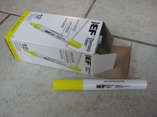 12 Eberhard Faber YELLOW Nontoxic Chisel Tip Highlighters #64326 (BOX of 12)
