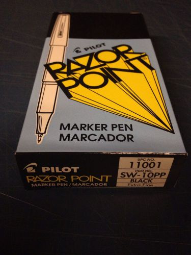 Pilot Black Razor Point Pens SW-10PP, 12/Box #11001