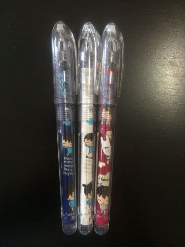 3pc Black Rollerball Pens Extra Fine Point, 0.5mm, Assorted Color