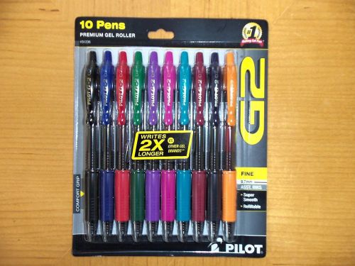 10  G2 Pilot Gel Assorted Inks Fine Point (0.7) Pens