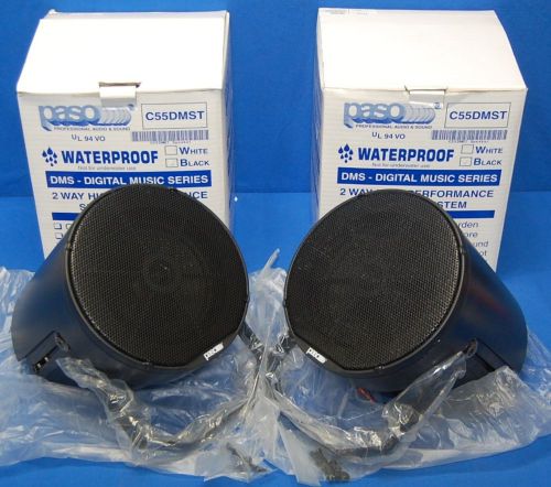 PASO CM55DMST Pair of 40W Black Waterproof 6&#034; 2-Way Speakers 25V 75V Transformer