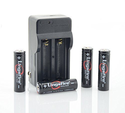 LingsFire® 4Pcs 14500 1200mah 3.7V Rechargeable Li-Ion Battery In Black and 145.
