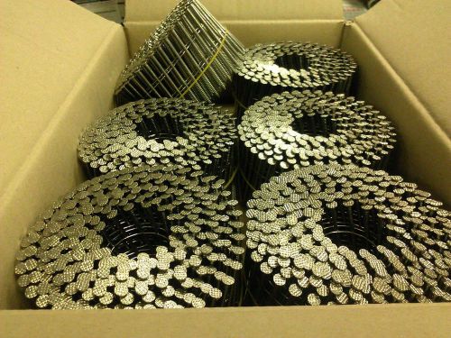 Coil nails 2-1/2&#034; ring shank stainless steel 15&#039; 1800 (6) coils see tool list for sale