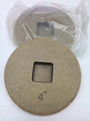 Lot of 2 NEW - Clean Out Plug - Solid Brass - 4&#034; diameter - Recessed Square 
