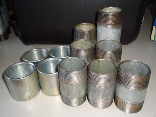 GALVANIZED PIPE NIPPLES 1-1/2&#034; ONE MIXED LOT (7) &amp; (4) Coupling  NEW OLD STOCK