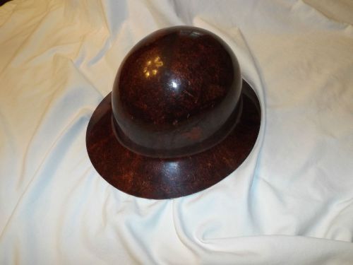 Vintage Hard Hat Brown Full Brim Fiberglass