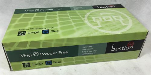 Bastion Blue Vinyl Gloves Lightly Powdered Latex Free Non-Sterile 100 Large Box