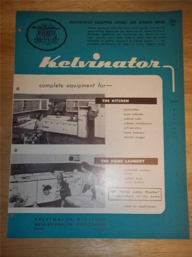 Vtg Kelvinator Catalog~Kitchen&amp;Laundry Appliances/Cabinets~Ranges/Dishwashers