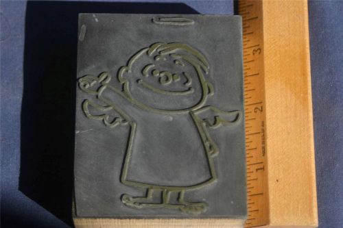 Letterpress Printing Block Smiling Angel Boy with Halo            (003)