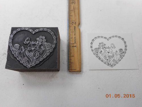 Letterpress Printing Printers Block, Valentine Heart, Spring Flowers, Butterfly