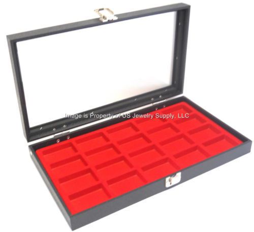 1 Glass Top Red Zippo Lighter Collectors Display Box Case
