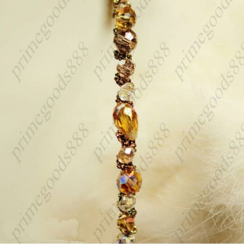 Sweet Beaded Crystal Hair Clasp Hairpin Band Beads Bead Free Shipping Champagne