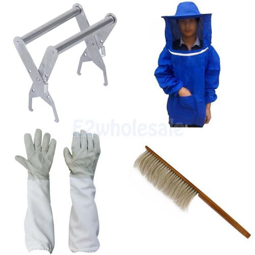 Beekeeping jacket veil protect smock hat + gloves + horsehair brush + hive frame for sale