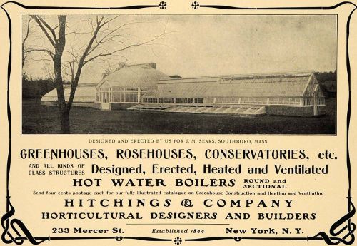 1904 Ad Hitchings Horticultural Greenhouses Architecture J. M. Sears ARC3