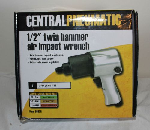 NEW Central Pneumatic #69576 1/2&#034; Twin Hammer Air Impact Wrench 6 CFM @ 90 PSI