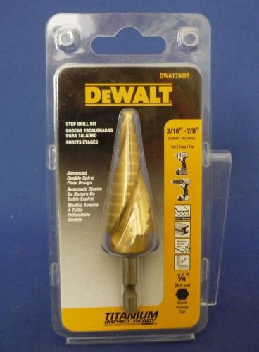 NEW Dewalt 3/16&#034; - 7/8&#034; IMPACT READY® Step Drill Bit #DWA1786IR Titanium Coated