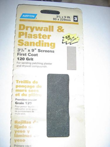 3 Sheets Norton Drywall Plaster Sanding Screens 120 Gr