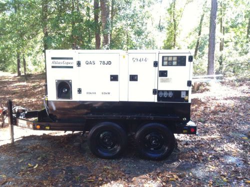 2005 atlas copco mobile trailer generator diesel 65kw 80kva for sale