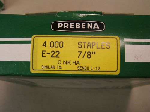 Prebena e-22  7/8 inch staples qty 4000 per box similar to  senco l-12 for sale
