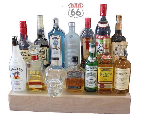 30&#034; 2 level led lighted liquor bottle display shelf with multi colors and remote for sale