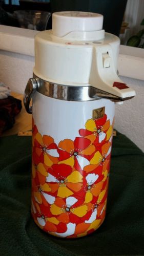 Vtg APOLLO COFFEE TEA Airpot Thermos Dispenser Pump Carafe SPORT Hunting Maker