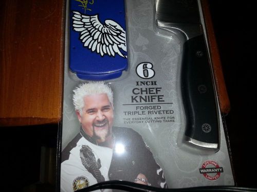 GUY FIERY&#039;S CHEF&#039;S KNIFE, NEW MINT IN ORIGINAL WRAP, 6 INCH CHEFS KNIFE, BLACK