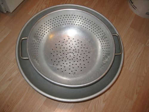 COMMERCIAL TOLEDO OH COLANDER 15&#034;, 19&#034; BOWL, GREAT PAIR!
