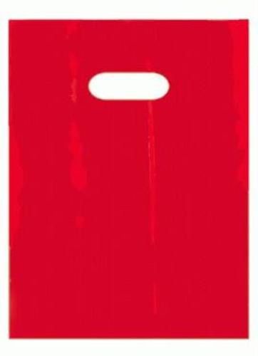 50 9&#034; x 12&#034; RED GLOSSY Low-Density Plastic Merchandise / Party Bags FREE SHIP!!!