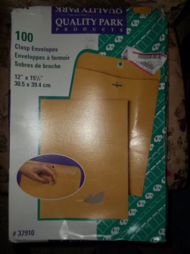 Quality park products 37910 Clasp envelopes NEW qty 100 12 x 15 1/2 kraft clasp