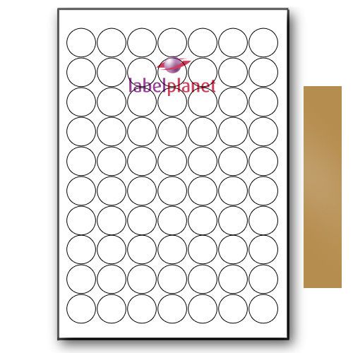 70 Per Page A4 Metallic Gold Round Circular Sticky Labels/Stickers Label Planet®