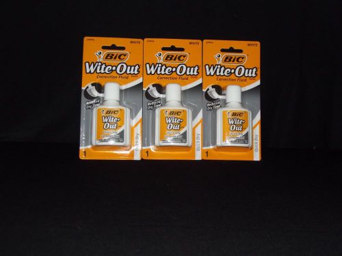 Bic Wite-Out correction fluid .7 fl. oz. (white) quick dry 70330-50604 lot of 3