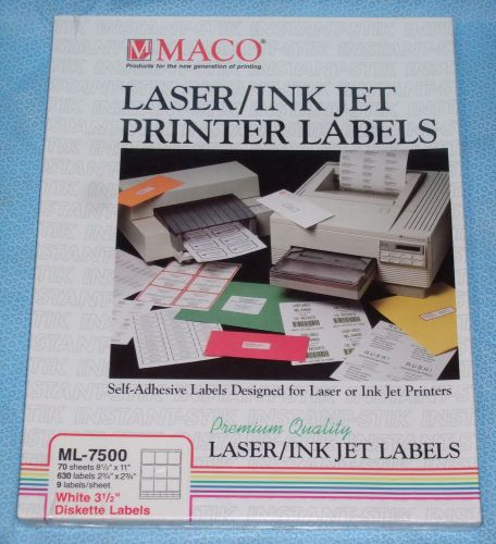 *FREE PRIORITY MAIL* Maco Laser / Ink Jet 3-1/2&#039;&#039; Diskette Labels - 630 Count