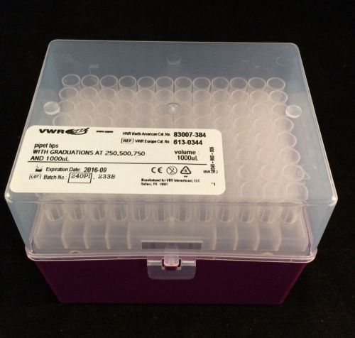 VWR 96-Rack 1000uL Disposable Pipet Tips #83007-384 Exp 2016