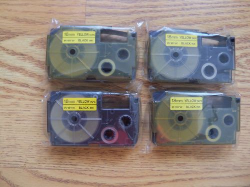CASIO EZ Label Tape Cartridge 9mm Black Ink Yellow Tape IR-18YW 4 pieces