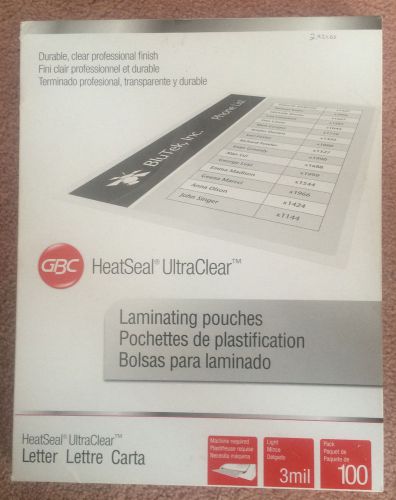 GBC HeatSeal Ultra Clear Laminating Pouches Letter Size 3 mil 100Pack