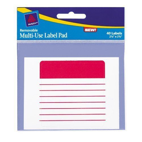 Avery Removable Multi-Use Label Pad, 2.63 x 2.63, Assorted, 40/Pack (AVE45274)