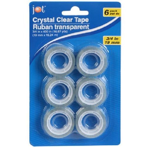 RUBAN TRANSPARENT CRYSTAL CLEAR TAPE 6 PACK 16.67 YDS/15.24 M Fast Shipping!