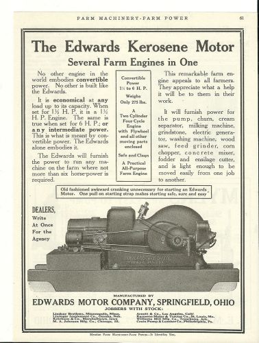 Sept.1919 Edwards Motor Co. Springfield,Ohio Kerosene Motor ad