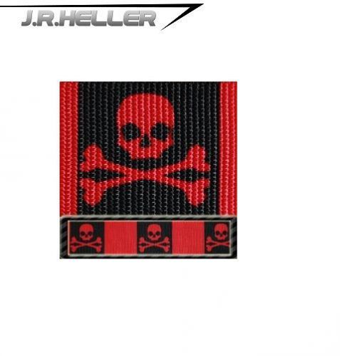 1&#039;&#039; Polyester Webbing (Multiple Patterns) USA MADE!- Jolly Roger Red -1 Yard