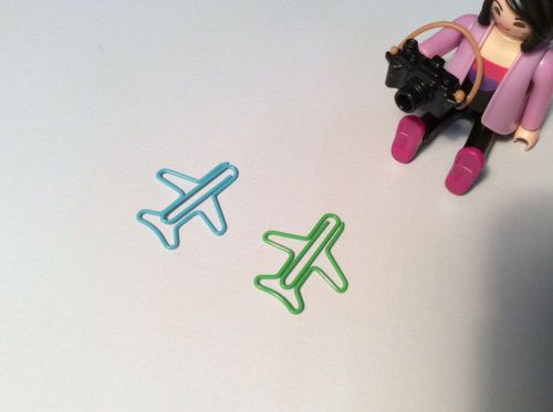 2x airplane aeroplane plane Paper Clips Stationery Cute Clip green blue