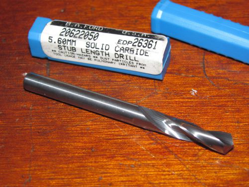 BRAND NEW SOLID CARBIDE 5.6MM / .2204 MACHINE LENGTH DRILL , M.A. FORD