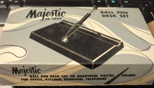 Vintage Majestic De Luxe Ball Pen Desk Set Mauve or Pink Retro in box