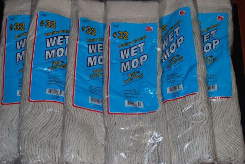 Lot Of 6pc Wet Mop Head Refill 100% Cotton 4-ply yarn Free Shipping