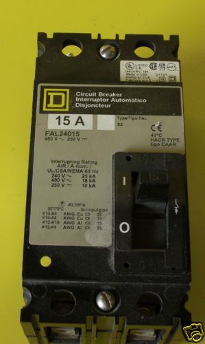 15 amp square d circuit breaker model fal24015 for sale